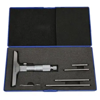 

High Precision Depth Micrometer with Flat Probe Interchangeable Rod 0.01mm Vernier Depth Rod