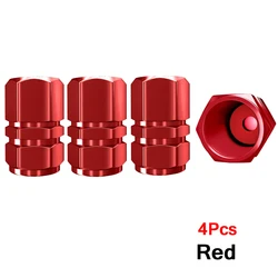 Premium Aluminum Alloy Tire Valve Caps | Dustproof Wheel Stem Covers (Red - 4Pcs)