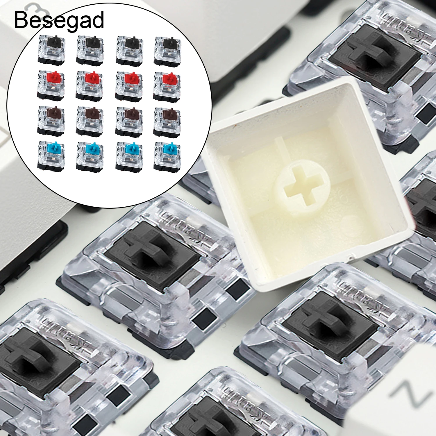 Besegad 10 шт. 3 контактный сменный прозрачный RGB кнопочный переключатель для Cherry MX