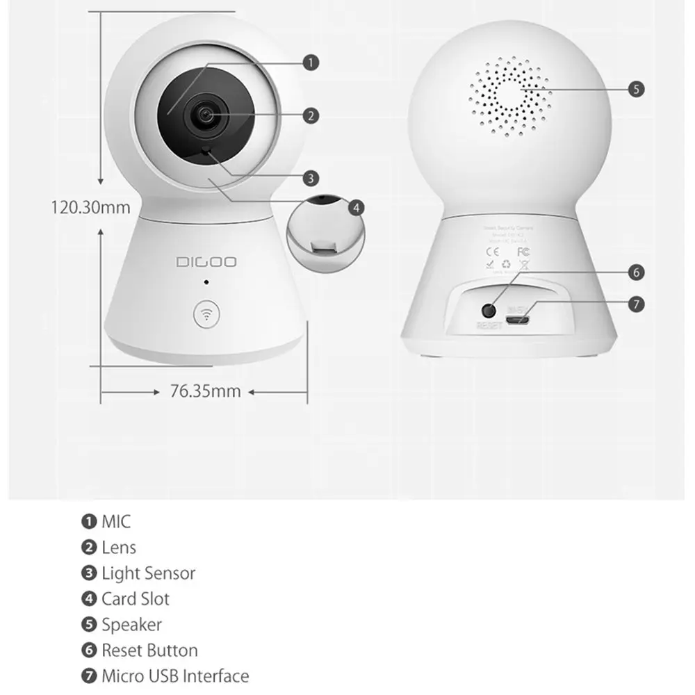 IP камера DIGOO DG K2 1080P с датчиком движения совместима приложением Smart Life Tuya и