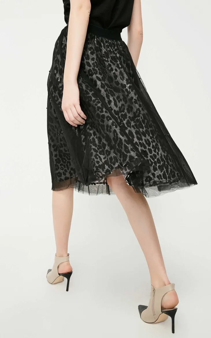 Vero Moda Женская леопардовая печать эластичная талия бисером Gauzy юбка с подкладом | 31911G528