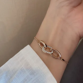 

Simple Cubic Zircon Chain Bracelet for Women Daily Shiny Charm Bracelet