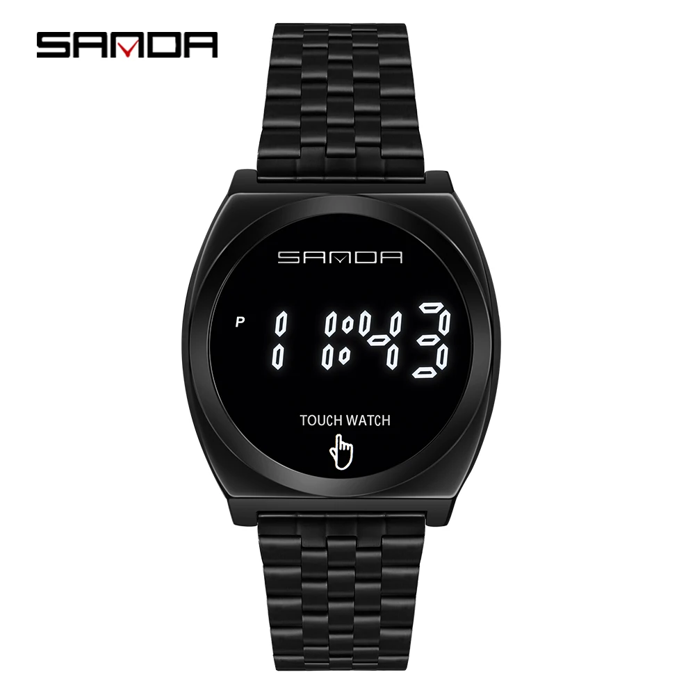 SANDA brand trend fashion personality men's and women's watches multi-function single touch sports electronic watch alarm,
