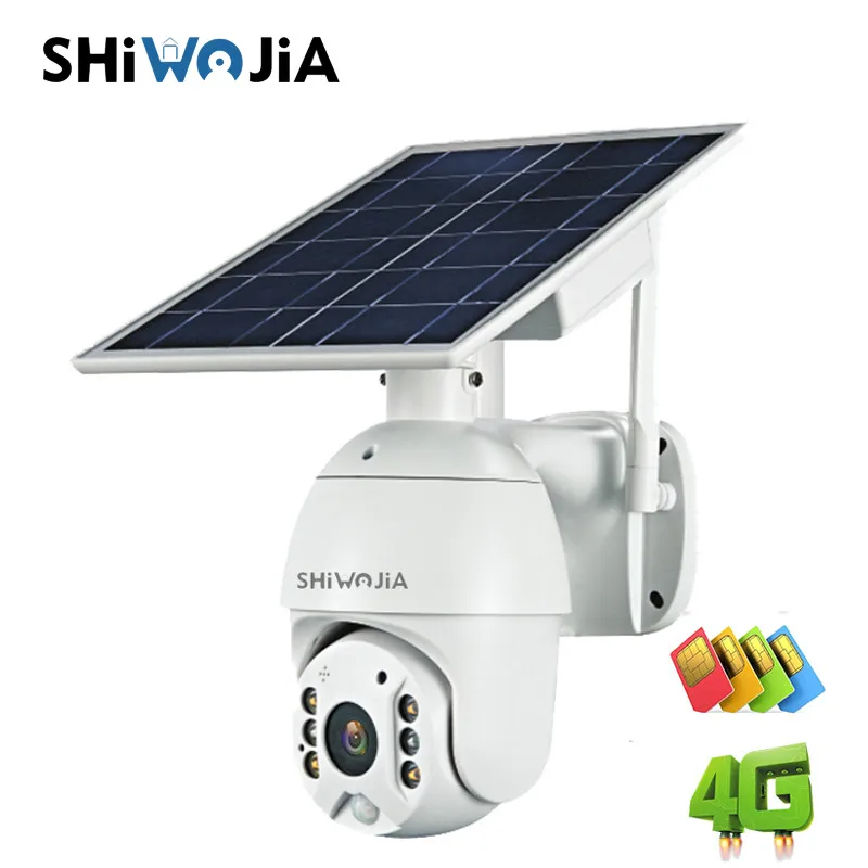 SHIWOJIA Открытый 4G WIFI 1080P солнечная панель камера водонепроницаемая Безопасность PTZ