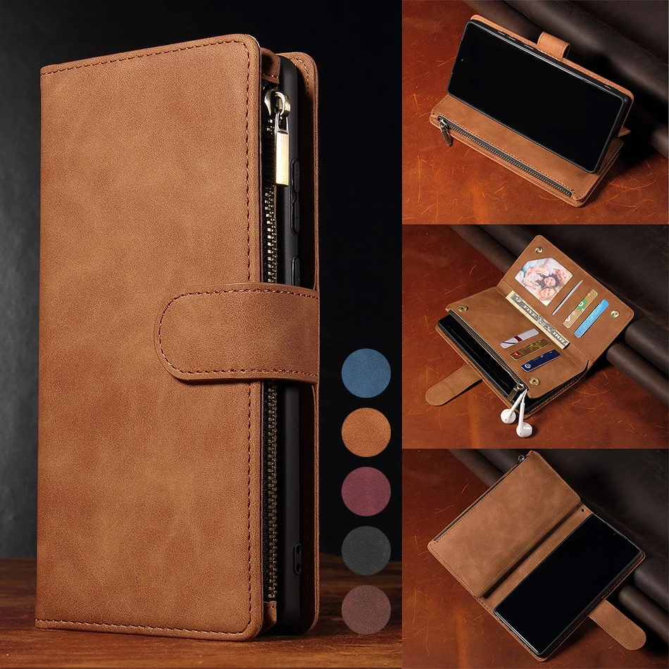 

Zipper Wallet Leather Case For Oneplus 7T 7 8 Pro 1+7T Multi-Card Slots Phone Cover For iPhone 13 12 mini 11 Pro XS Max XR Etui