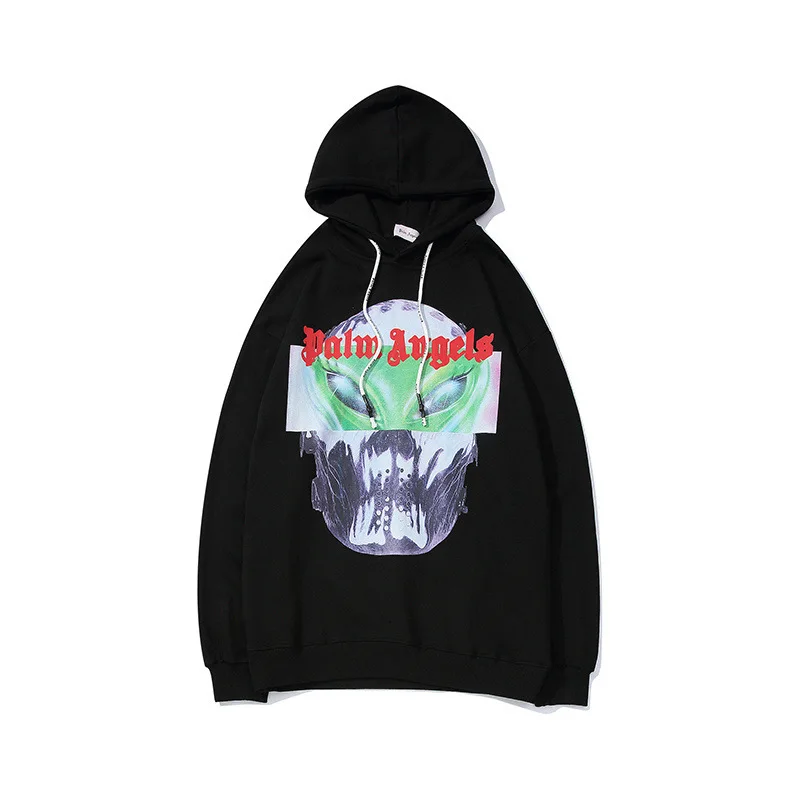 

2019 New Style Black Pure Cotton Pullover Hoody Europe And America Popular Brand Cool Printed Large Size Men's Sweatshirts & Hoo