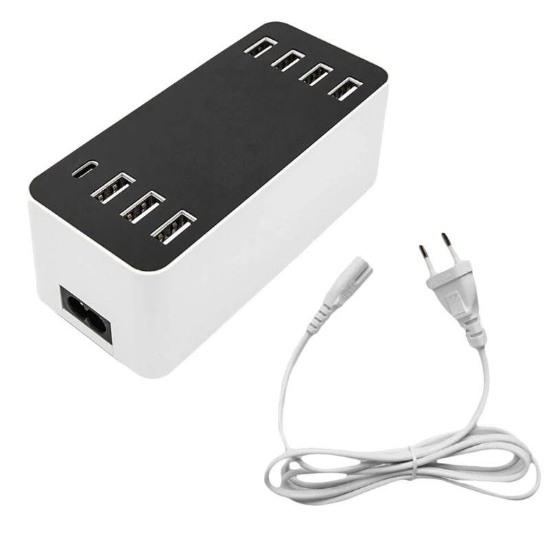 7 портов Usb 1X Тип C розетка зарядное устройство с напряжением тока ЖК-дисплей для смартфонов планшетных ПК(ЕС вилка