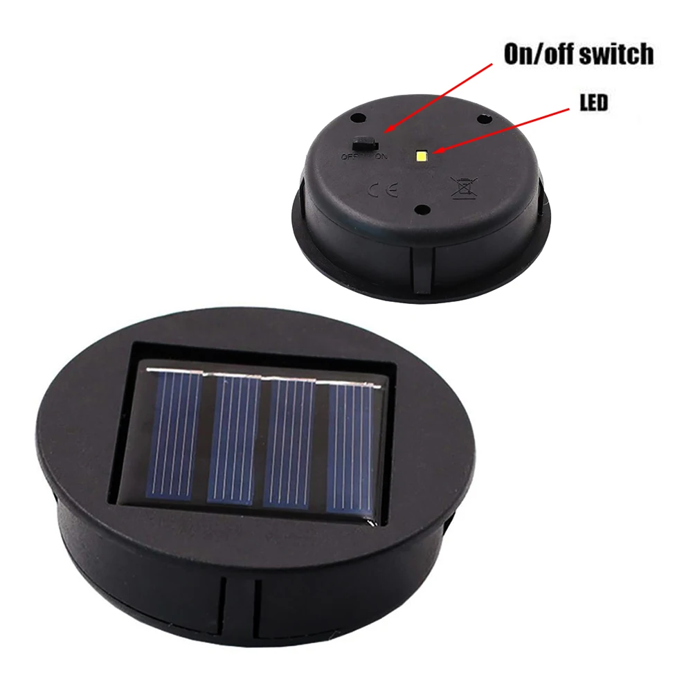 LED 랜턴 라이트 뚜껑이 있는 태양 전지 패널, 야외 행잉 랜턴 상단 교체 부품, DIY 테이블 조명 장식