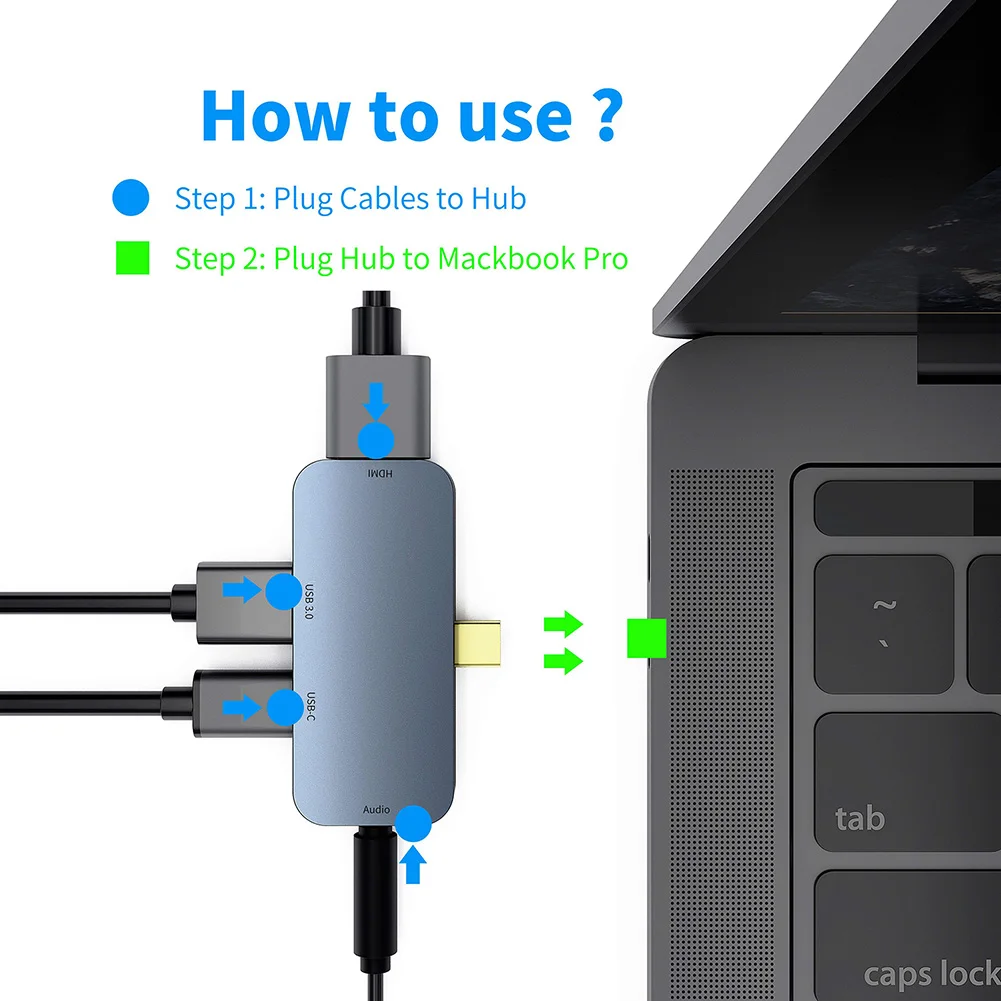 Тип-c к HDMI концентратор USB3.0 алюминиевый сплав портативный для мыши клавиатуры