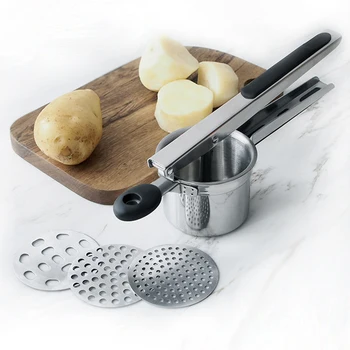 

1Pcs Multi-function Potato Ricer Rammer Stainless Steel Juicer Squeezer Fruit Vegetable Masher Kitchen Gadgets