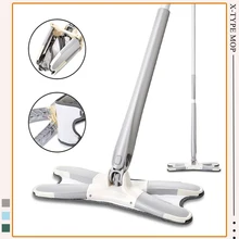 X-type Squeeze Mop Hand-free Wash 360 Degree Spin Flat Mops with 3pcs Reusable Microfiber Rags For Home Household Cleaning Tools