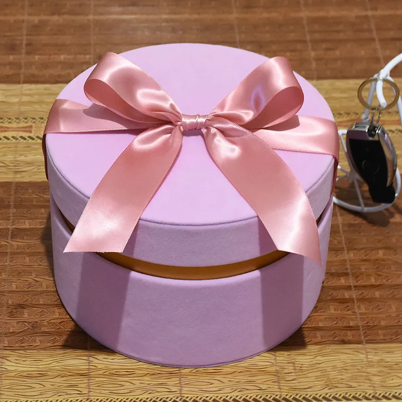 Set Di 4 Scatole Regalo Rotonde In Velluto Con Coperchio, Dimensioni Assortite (14-20 Cm) | Rosso, Eleganti E Impilabili, Per Fiori, Cioccolatini E Bomboniere