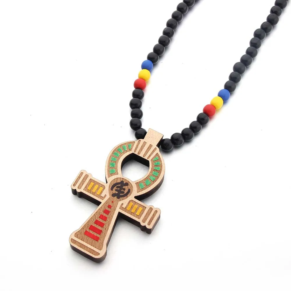 Крест религия Египетский Анкх ожерелья с распятием Подвески деревянный символ жизни крест Подарочные ожерелья украшения для мужчин и женщин