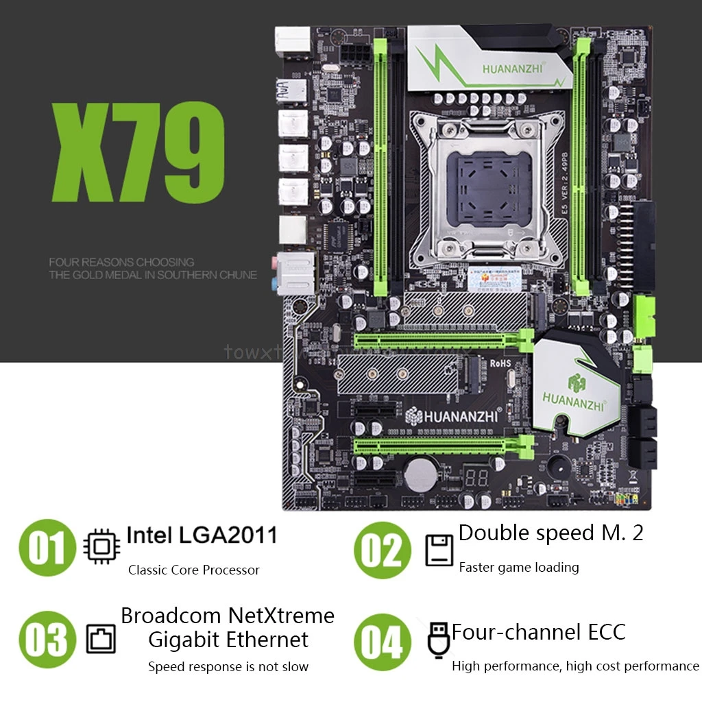 Материнская плата Huananzhi X79 LGA2011 ATX USB3.0 SATA3 PCI-E NVME M.2 SSD поддержка памяти REG ECC и процессор Xeon E5 Au27 19