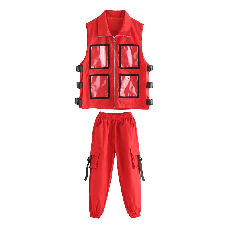 2 pieces set Красивый детский костюм для уличных танцев на рост от 110 до 170 см одежда в стиле хип-хоп для мальчиков Одежда для танцев в стиле джаз для девочек, куртка, брюки костюмы, DWY2278 - Цвет: 2 pieces set