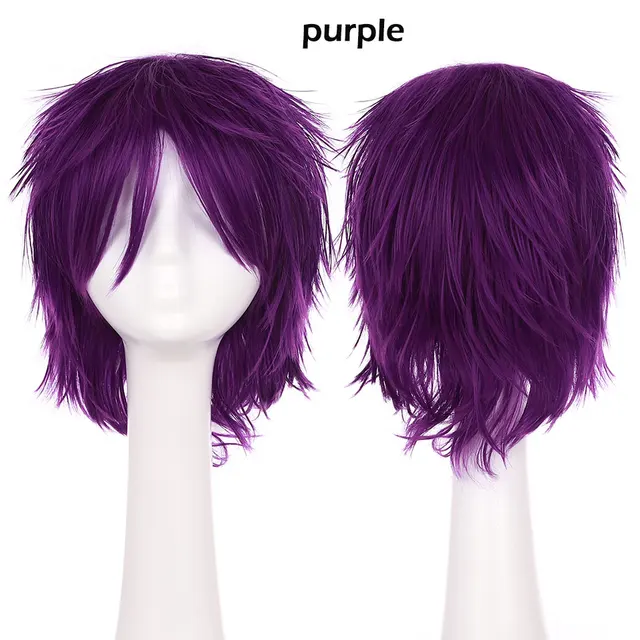 Peluca Sintetica S Noilite Para Hombre Y Mujer Peluca De Pelo Corto Peluca Para Cosplay Peluca De Cabeza De Vestido Elegante Peluca Negra Azul Purpura Verde Amarillo Rosa Anime Wig Black Wig Black Bluewig