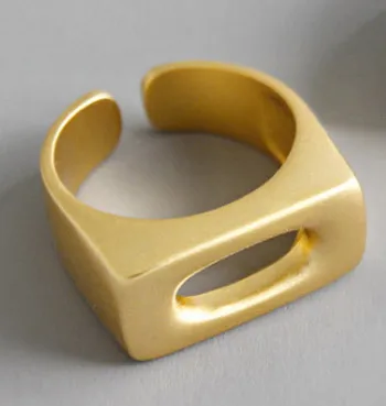 Gold Plated F.I.N.S корейское кольцо из стерлингового серебра S925 пробы, геометрическое квадратное матовое кольцо, серебряное кольцо на 925 пальца, хорошее ювелирное изделие - Цвет основного камня: Gold Plated
