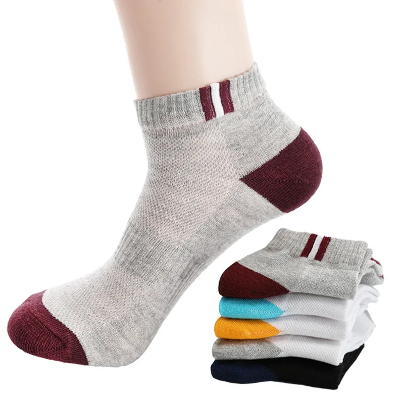 

5 pairs Socks solid color cotton summer short cotton athletic low top low-cut striped no-show wholes