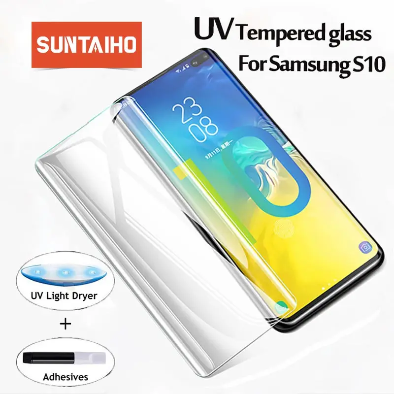 Закаленное стекло Suntaiho для Samsung Galaxy S10 S10plus S10E УФ ЖИДКОЕ полное клей S8 9 plus Note 8