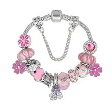 Модные ювелирные браслеты, браслет из сплава с бусинами, Цветочный металлический сплав, кулон, браслет