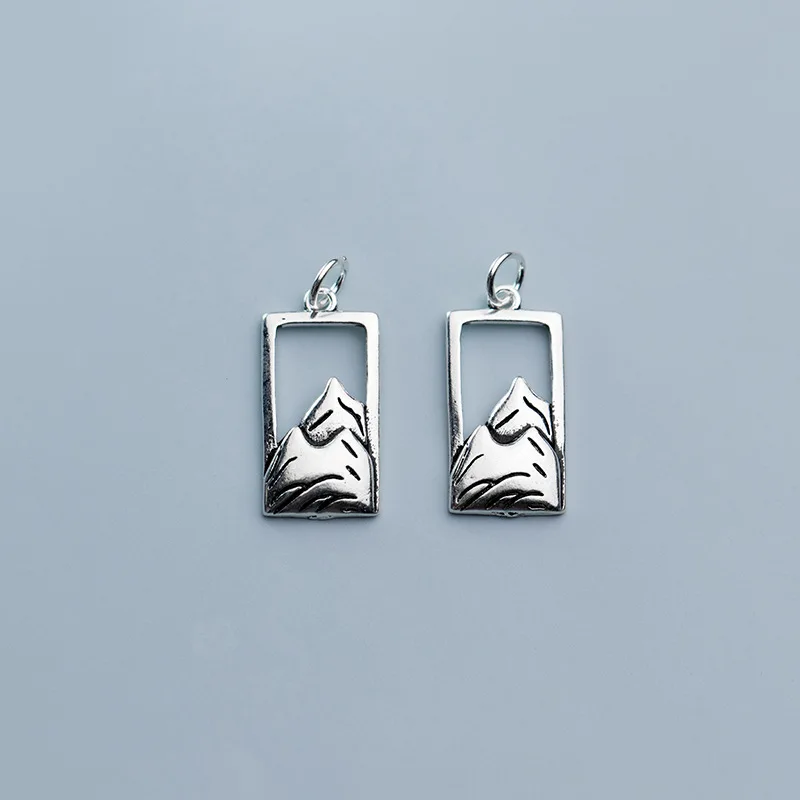 mountain 1pcs 925 пробы Серебряный Модный Дизайн Висячие шармы круглая волна& Sqaure горный S925 Серебряные Подвески DIY красивые ювелирные изделия - Окраска металла: mountain 1pcs