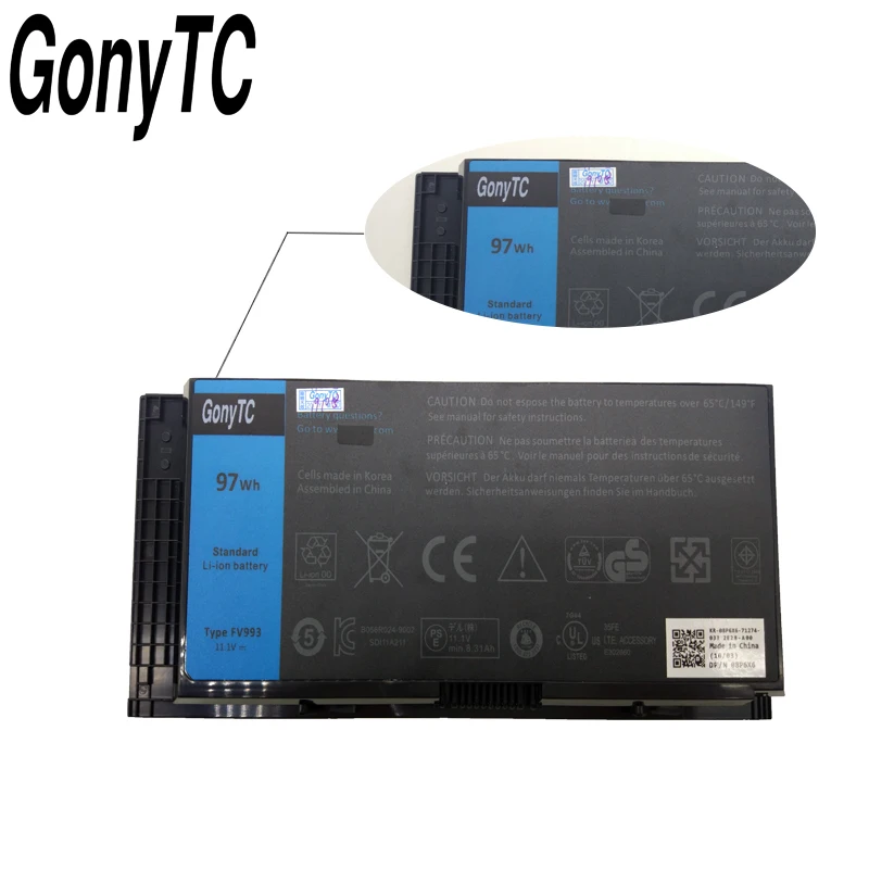 GONYTC FV993 Батарея для DELL Precision M6600 M6700 M6800 M4800 M4600 M4700 FJJ4W PG6RC R7PND OTN1K5 11,1 V 97WH
