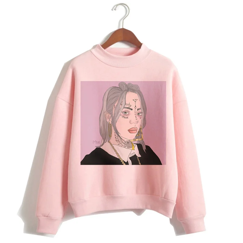 YY1119001-6 Billie Eilish, Женская толстовка с капюшоном большого размера, Harajuku, хип-хоп, Kawaii, 90 s, зимняя толстовка, Женская толстовка с забавным принтом для девочек - Цвет: YY1119001-6
