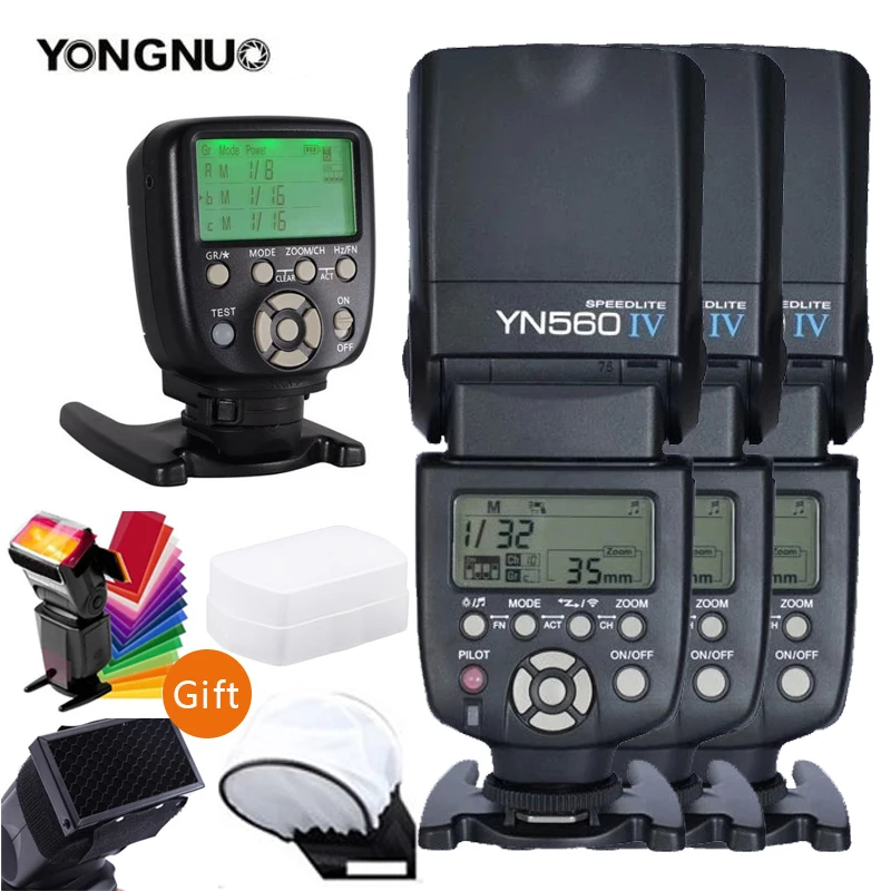 YongNuo YN 560IV YN 560 Характеристическая вязкость полимера YN 560 Вспышка Speedlite с YongNuo YN 560-TX II триггером для цифровой зеркальной камеры Canon Nikon Fuji Камера - Цвет: 3xYN560IV a 560TX II