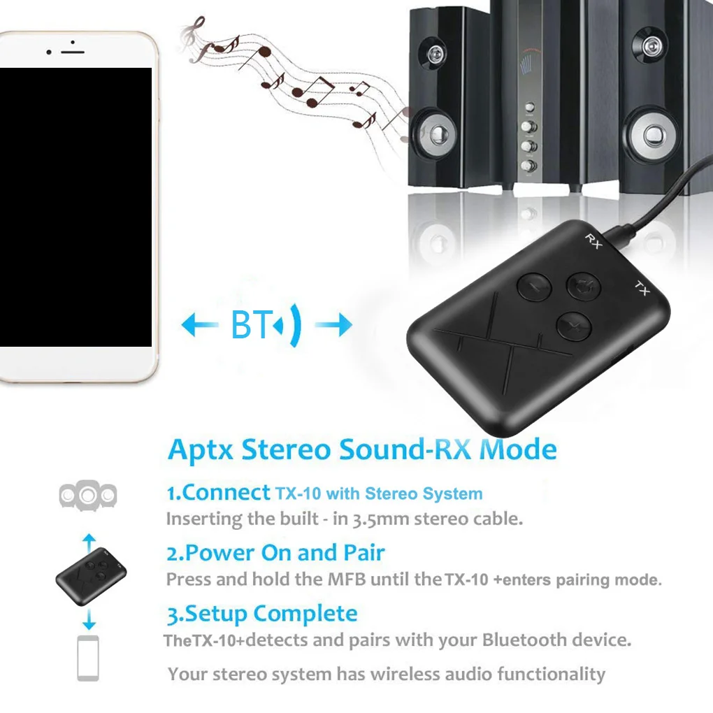 2 в 1 аудио беспроводной Bluetooth 4,2 передатчик приемник 3,5 мм стерео аудио адаптер для ТВ автомобильный динамик музыка