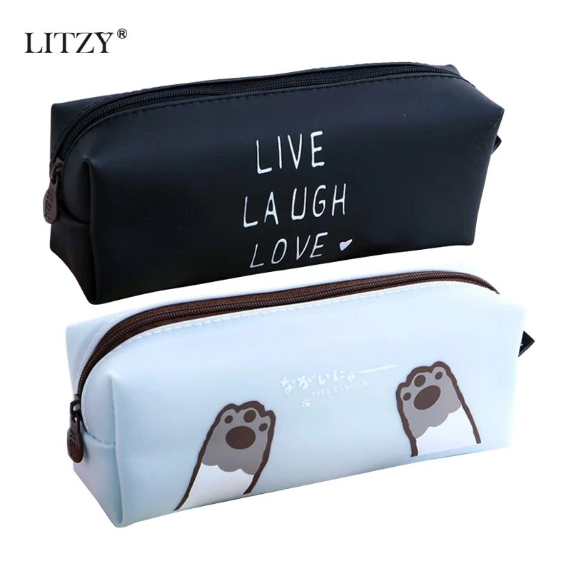 Силиконовый черный чехол для карандашей школьный мальчиков и девочек