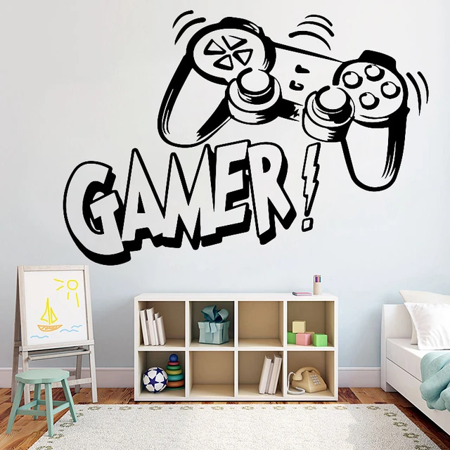 Gamer Room Decor Gaming Stickers Muraux Autocollant Gamer Stickers Garçons  pour Gamer Chambre Salle De Jeux Décorations (Style Classique)