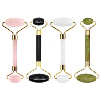 

Rose Quartz Natural Stone Jade Roller Facial Massager Double Heads Face Slimming Eyes Neck Thin Lift Massage Relax Beauty Tool