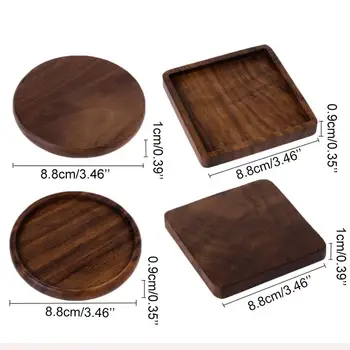 

Round/Square Walnut Wood Coasters Placemats Decor Square Round Heat Resistant Drink Mat Home Table Tea Coffee Cup Pad