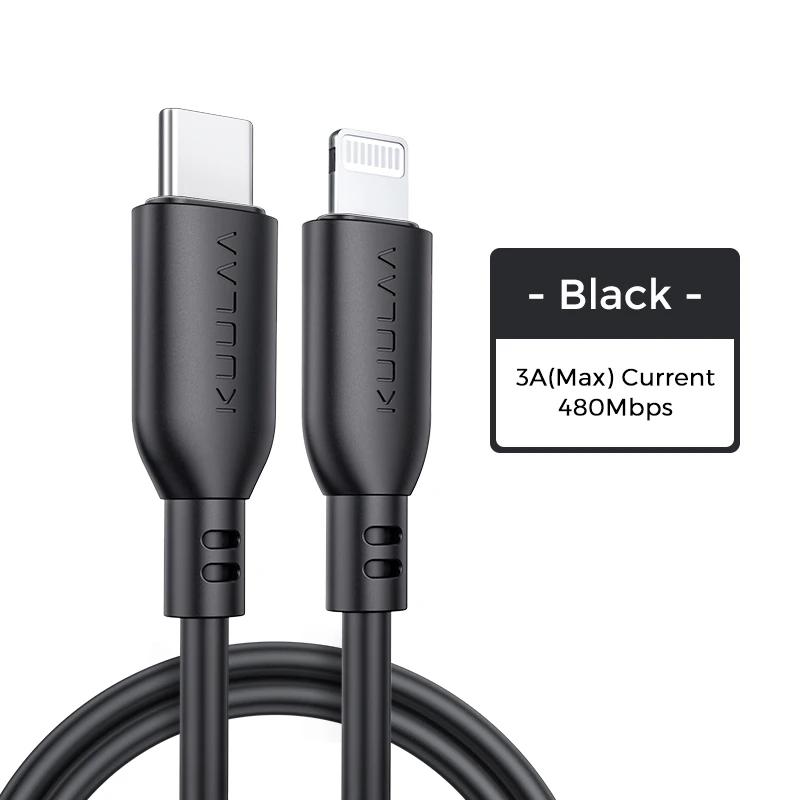 KUULAA MFi USB C к Lightning Кабель для iPhone 11 Pro Max X XS 8 XR 18 Вт PD Быстрая зарядка usb type C кабель для Macbook USB-C шнур - Цвет: Black