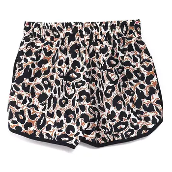 

Womens Summer High Waist Boho Vintage Leopard Beach Shorts Casual Drawstring Elastic Waist Short Pants Boardshorts With Pockets