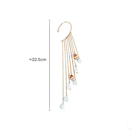 Винтаж Ушные крючки клипсы Boho Для женщин прекрасные бусины кулон с длинной бахромой Кафф серьги Модные украшения