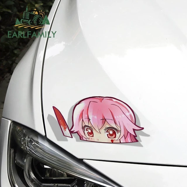 Earlfamily 13cm mirai nikki gasai yuno waifu adesivos de carro