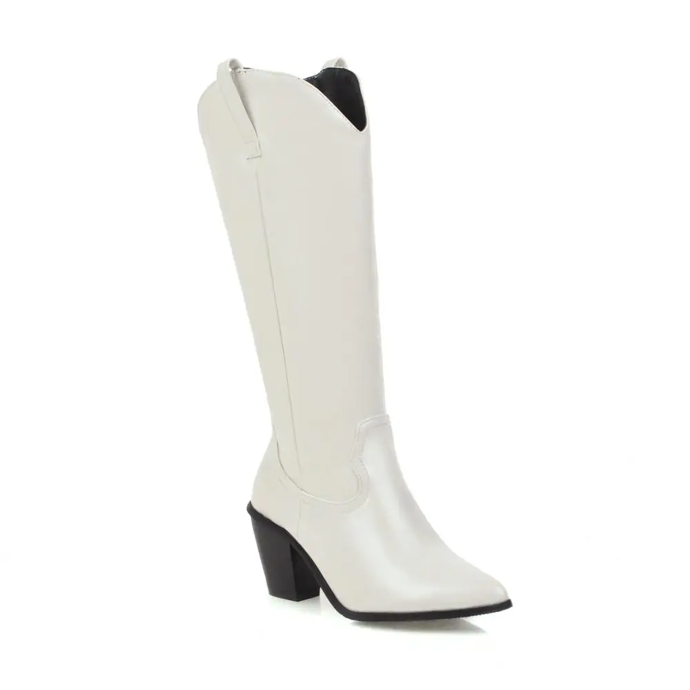 Женские кожаные сапоги Челси до колена на низком каблуке повседневная обувь с