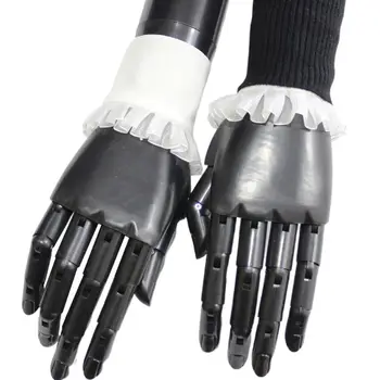 

Fashion 1Pair Pleated Ruffles Flared Fake Sleeve Chiffon Lace False Cuffs with Buttons