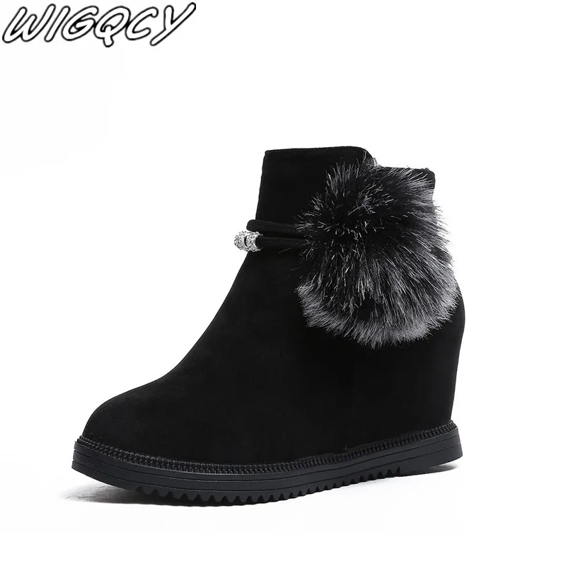 

Botas Mujer occident style retro shallow side zipper women's boots high quality plush casual boots flat snow boots Suede