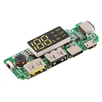 

Lithium Battery Charger Board LED Dual USB 5V 2.4A Micro/Type-C USB Mobile Power Bank 18650 Charging Module Circuit Protection