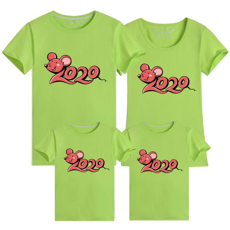 LOOZYKIT New Year Family Matching Clothes Summer Print T-shirt Mommy and Daughter Father and Son Clothes Family Look