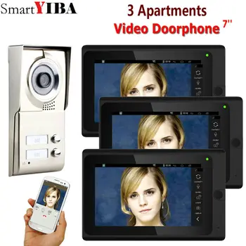 

SmartYIBA 7"APP Remote Mobile Phone Call Door Bell Max 3 HD Monitors WIFI Multi-Apartments/Family/Home Intercom Video Doorphone