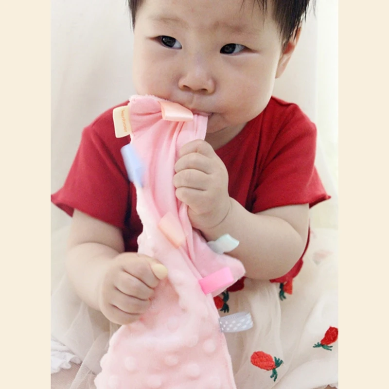 Baby Appease Towel with Colorful Tags Soft Cotton Soother Teether Infants Comfort Sleeping Nursing Cuddling Blanket Toys baby comforter blanket