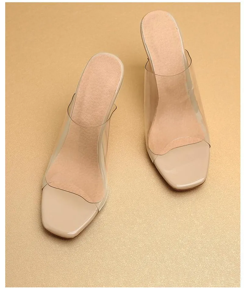 Crystal Transparent Women Slippers Peep Toe High-Heeled Slides Thin Small Heel Clear Shoes Woman Sexy Pointed Toe Summer Sandals (7)