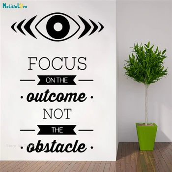 

Focus On The Outcome Not The Obstacle Wall Sticker Eye Shape Office Decor Motivational Removable Murals New Design YT3439