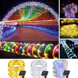 Christmas Decoration Street Garland Led Solar Festoon Fairy Tube Rope String Lights 7/12/22M For New Year Wedding Outdoor Decor