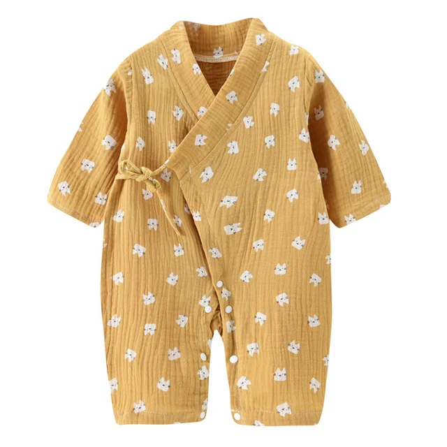 Vêtements pour bébé, combinaison pour nouveau-né, barboteuse en mousseline de coton à manches longues pour filles et garçons de 0 à 24 mois 1