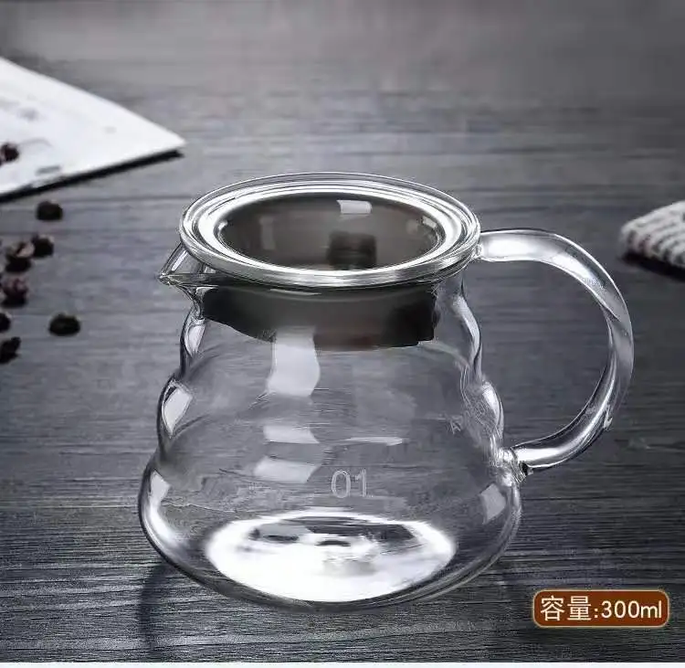 Wooden brackets Glass 700ML/500ML Coffee Dripper and Pot Set for Hario style V60   Filter Reusable  Filters