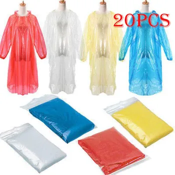 

20Pcs плащ женский дождевик женский blouse jetable дождевик мужской raincoat impermeable rain coat 20Pcs Disposable Adult Z4